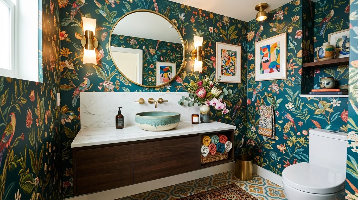 Use hardware and faucets to sharpen the overall look inspiration for a powder room.